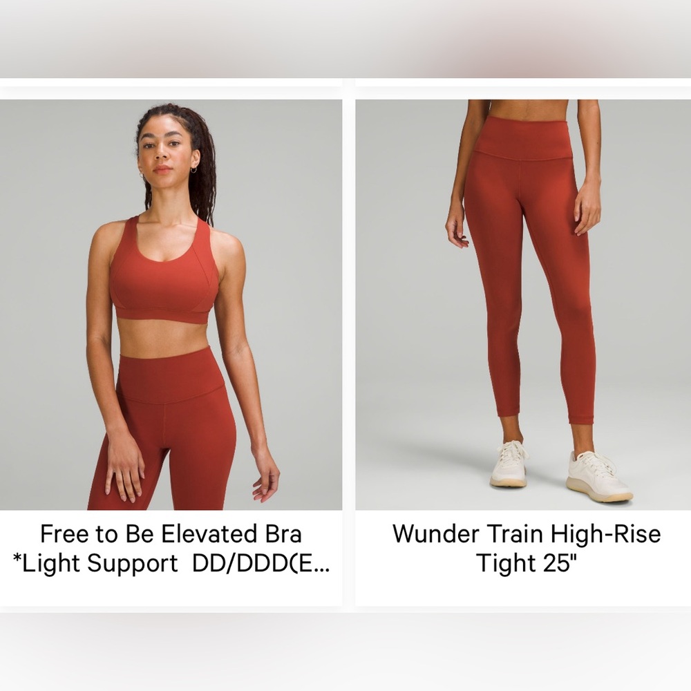 Lululemon wunder train legging and free to be elevated bra.